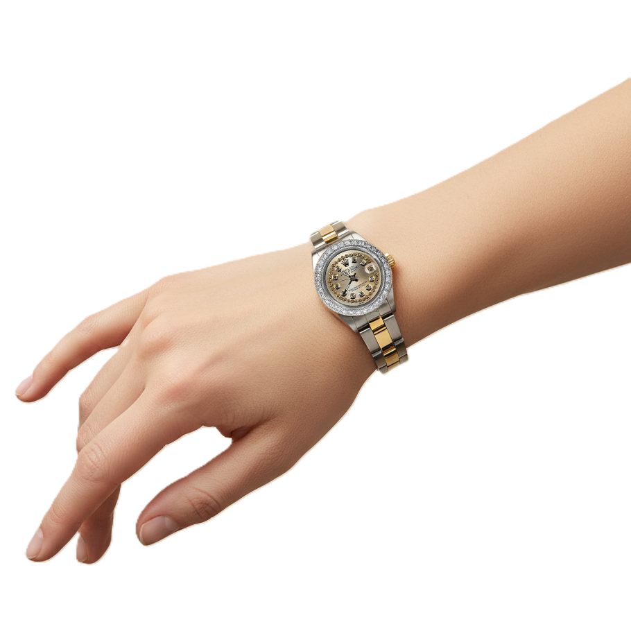 Rolex Datejust Montre Femme Bicolore à Lunette Diamant P2