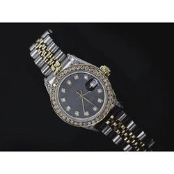 Rolex Datejust Montre Femme Cadran Diamant Personnalisé Deux Tons