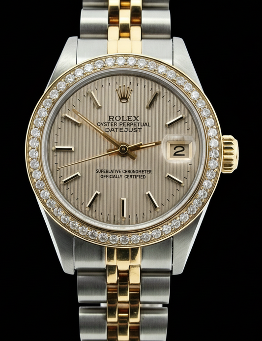 Rolex Datejust Montre Femme acier inoxydable & Bracelet Jaune Bâton Brun