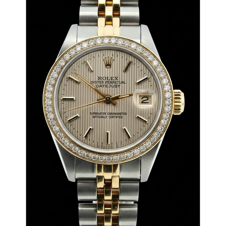 Rolex Datejust Montre Femme acier inoxydable & Bracelet Jaune Bâton Brun
