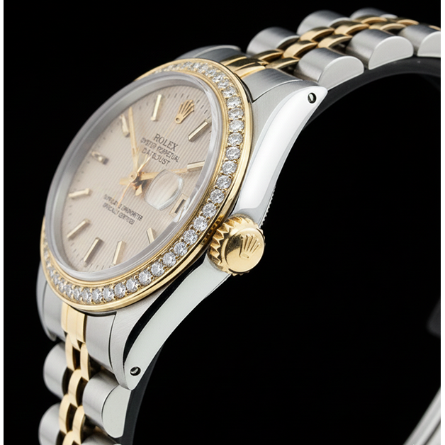 Rolex Datejust Montre Femme acier inoxydable & Bracelet Jaune Bâton Brun