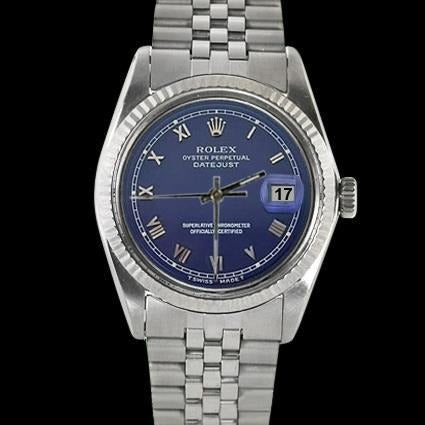 Rolex Datejust Montre Homme Cadran Romain Bleu 