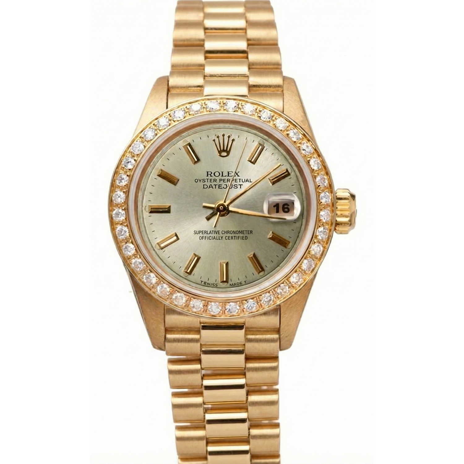 Rolex Datejust Président Style Montre Couleur Ivoire Diamant Lunette