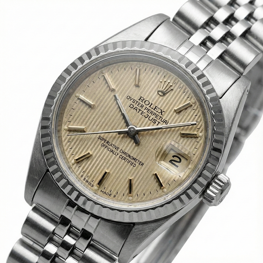 Rolex Datejust Regarder Femme acier inoxydable Cadran Jubilé Lunette Cannelée