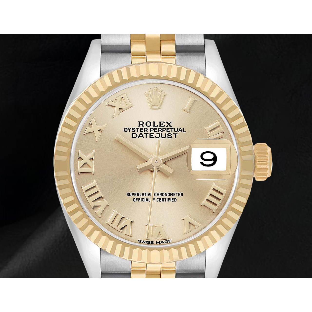 Montre Rolex Datejust Cadran Chiffres Romains 28 mm Femme Bicolore 279173