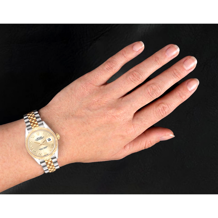 Montre Rolex Datejust Cadran Chiffres Romains 28 mm Femme Bicolore 279173