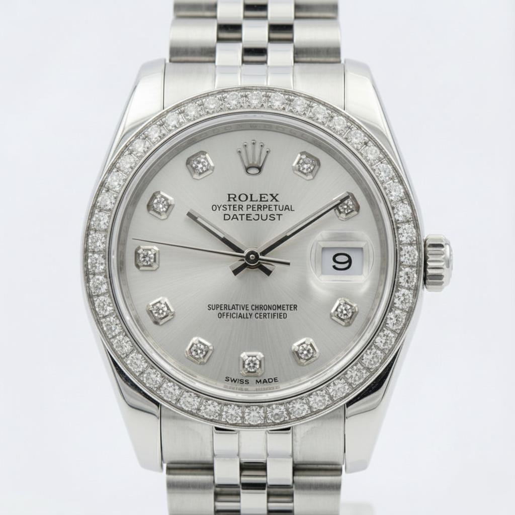 Rolex Datejust Taille moyenne 31 Mm Montre Cadran Diamant Personnalisé Bracelet Jubilé acier inoxydable