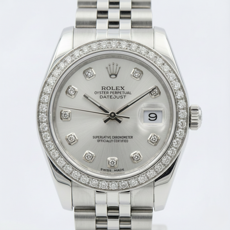 Rolex Datejust Taille moyenne 31 Mm Montre Cadran Diamant Personnalisé Bracelet Jubilé acier inoxydable