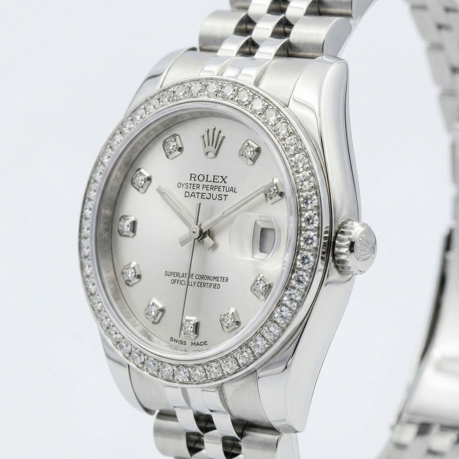 Rolex Datejust Taille moyenne 31 Mm Montre Cadran Diamant Personnalisé Bracelet Jubilé acier inoxydable