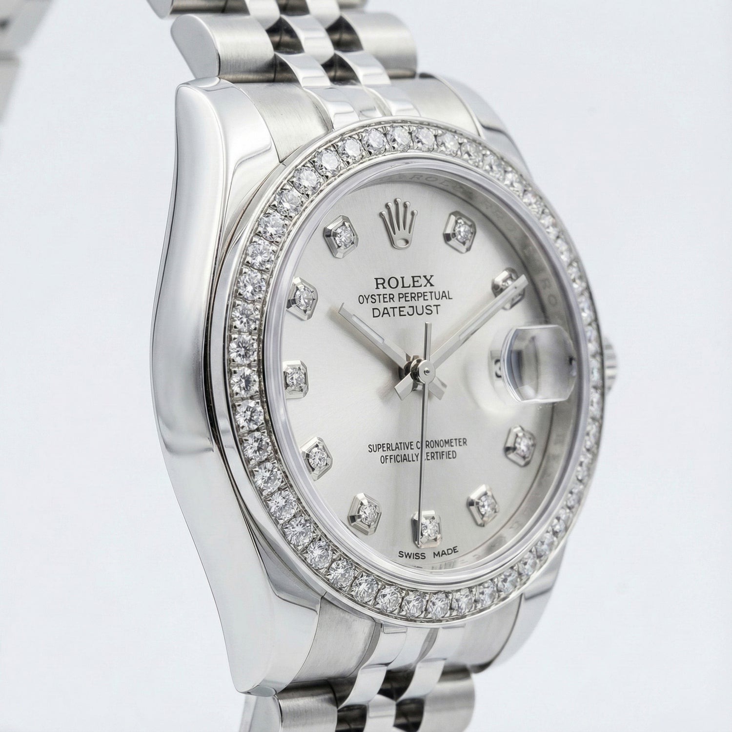 Rolex Datejust Taille moyenne 31 Mm Montre Cadran Diamant Personnalisé Bracelet Jubilé acier inoxydable
