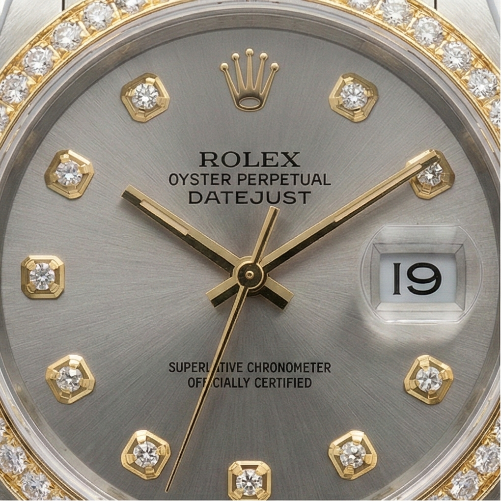 Rolex Datejust Taille moyenne 31 Mm Nacre Blanche Cadran Diamant Lunette Diamant Jubilé Bracelet Montre acier inoxydable & Or