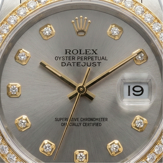 Rolex Datejust Taille moyenne 31 Mm Nacre Blanche Cadran Diamant Lunette Diamant Jubilé Bracelet Montre acier inoxydable & Or