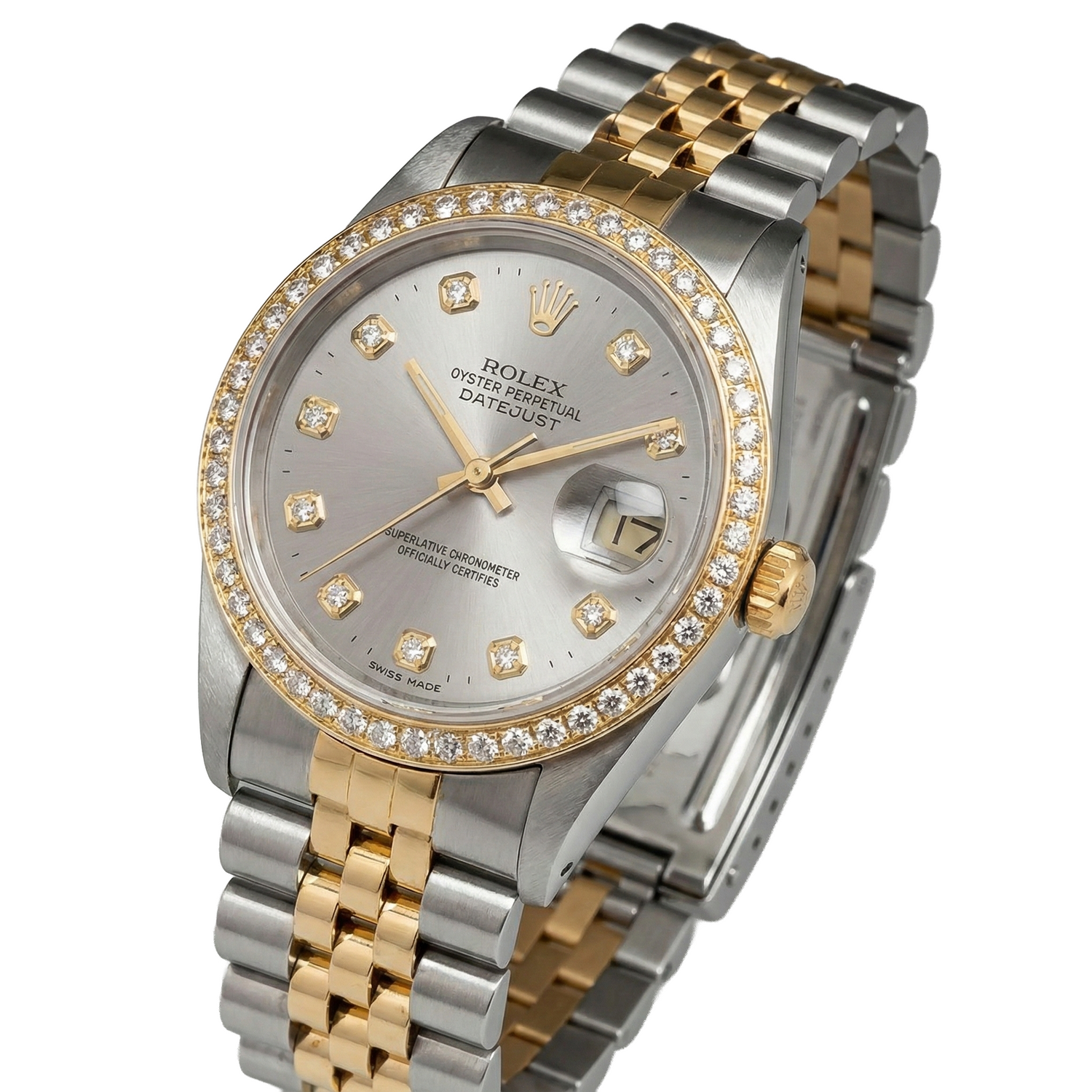 Rolex Datejust Taille moyenne 31 Mm Nacre Blanche Cadran Diamant Lunette Diamant Jubilé Bracelet Montre acier inoxydable & Or