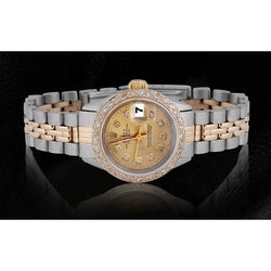 Rolex Datejust Tapisserie Cadran Diamant Lunette Montre Femme acier inoxydable & Or