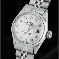 Montre Rolex datejust avec cadran en diamant blanc et montre en acier inoxydable Jubilé