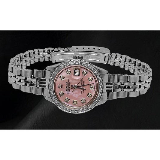Rolex acier inoxydable Jubilé Bracelet Roze Serpillière Cadran Diamant Montre Femme
