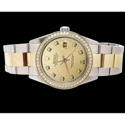 Rolex Datejust acier inoxydable & or huître Cadran diamant Lunette Montre
