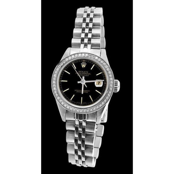 Rolex Datejust cadran bâton noir montre femme