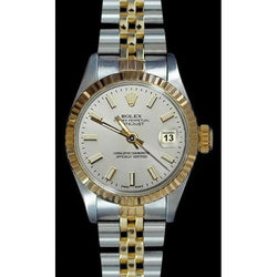Rolex Datejust dame montre à cadran bâton blanc acier inoxydable et or jaune