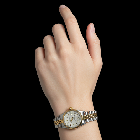 Rolex Datejust dame montre à cadran bâton blanc acier inoxydable et or jaune P2