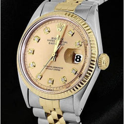 Rolex Datejust diamant cadran cannelé lunette hommes Regarder deux tons jubilé Bracelet ensemble rapide
