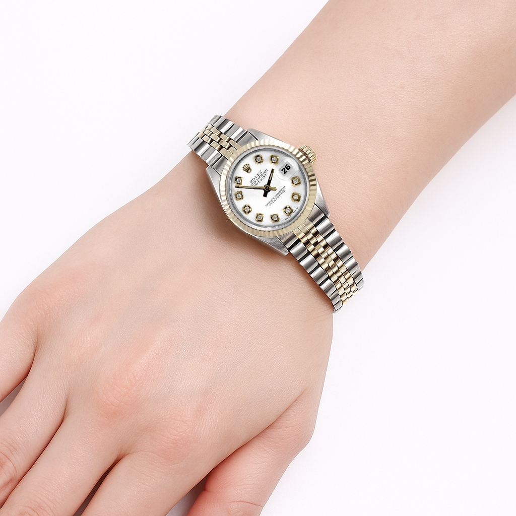 Rolex Datejust lunette en diamant regarder dame acier inoxydable et bracelet jubilé en or