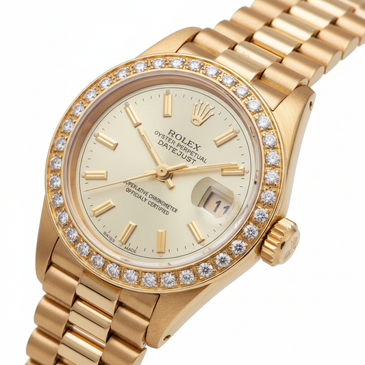 Rolex Datejust or jaune still président regarder cadran bâton gris diamant Succès