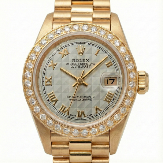 Rolex Datejust pyramide cadran romain lunette diamant montre président still G