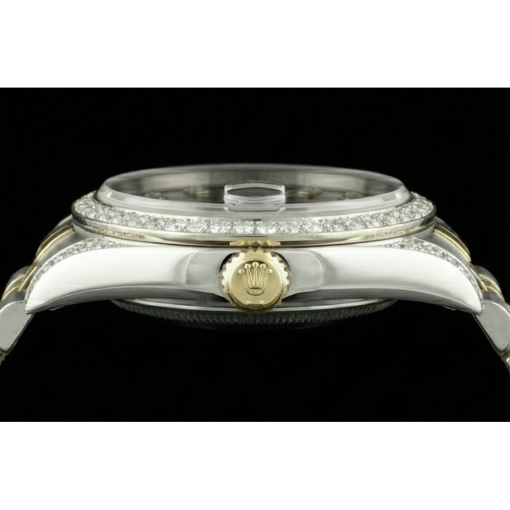 Rolex Datejust réglage rapide sans trous diamant lunette cadran noir acier inoxydable bracelet