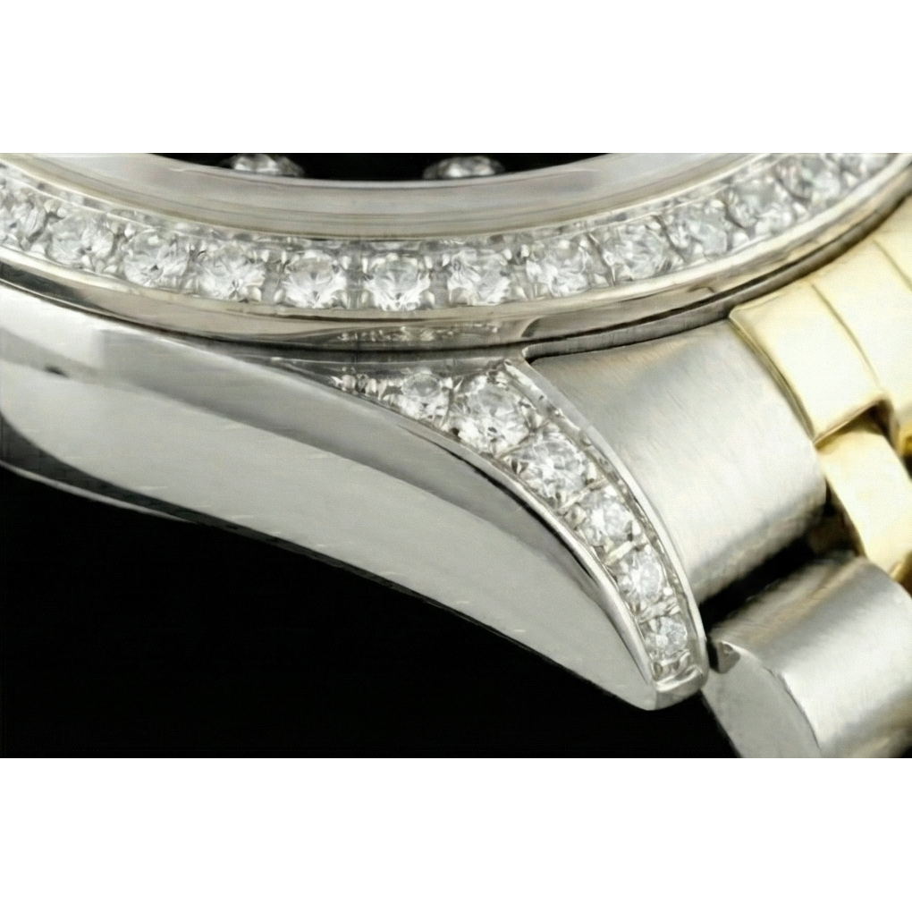 Rolex Datejust réglage rapide sans trous diamant lunette cadran noir acier inoxydable bracelet