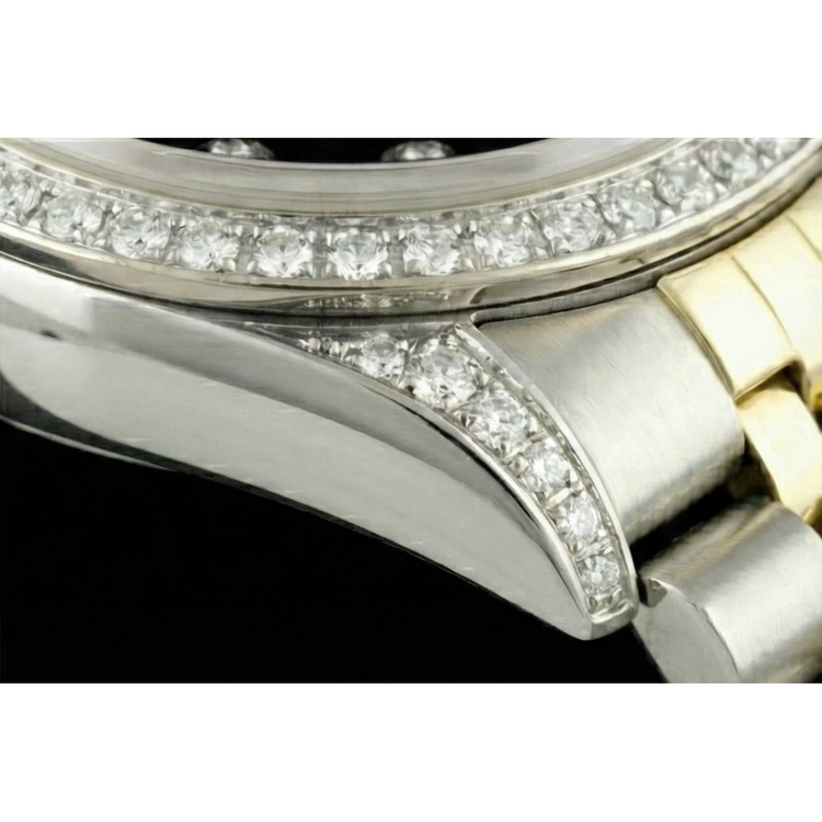 Rolex Datejust réglage rapide sans trous diamant lunette cadran noir acier inoxydable bracelet