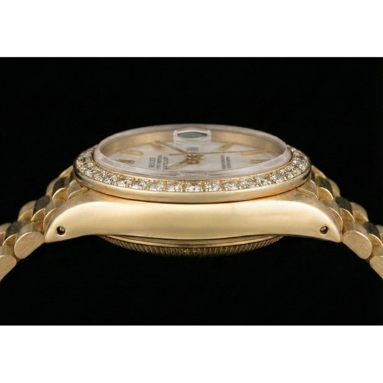 Regarder Rolex Datejust Bracelet en or jaune Cadran bâton Lunette en diamant