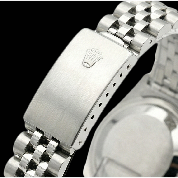 Rolex Datejust cadran bâton noir montre femme acier inoxydable bracelet jubilé