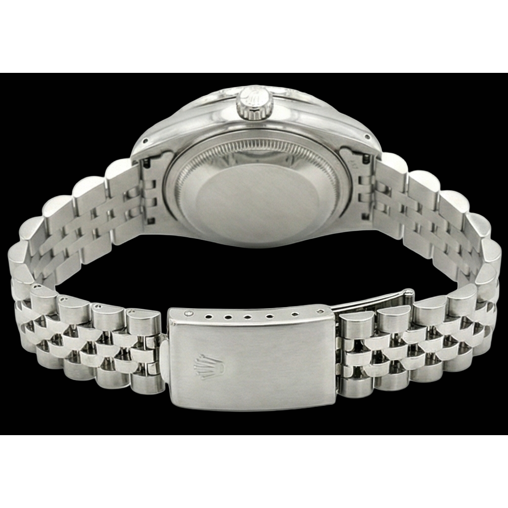 Rolex Datejust cadran bâton noir montre femme acier inoxydable bracelet jubilé