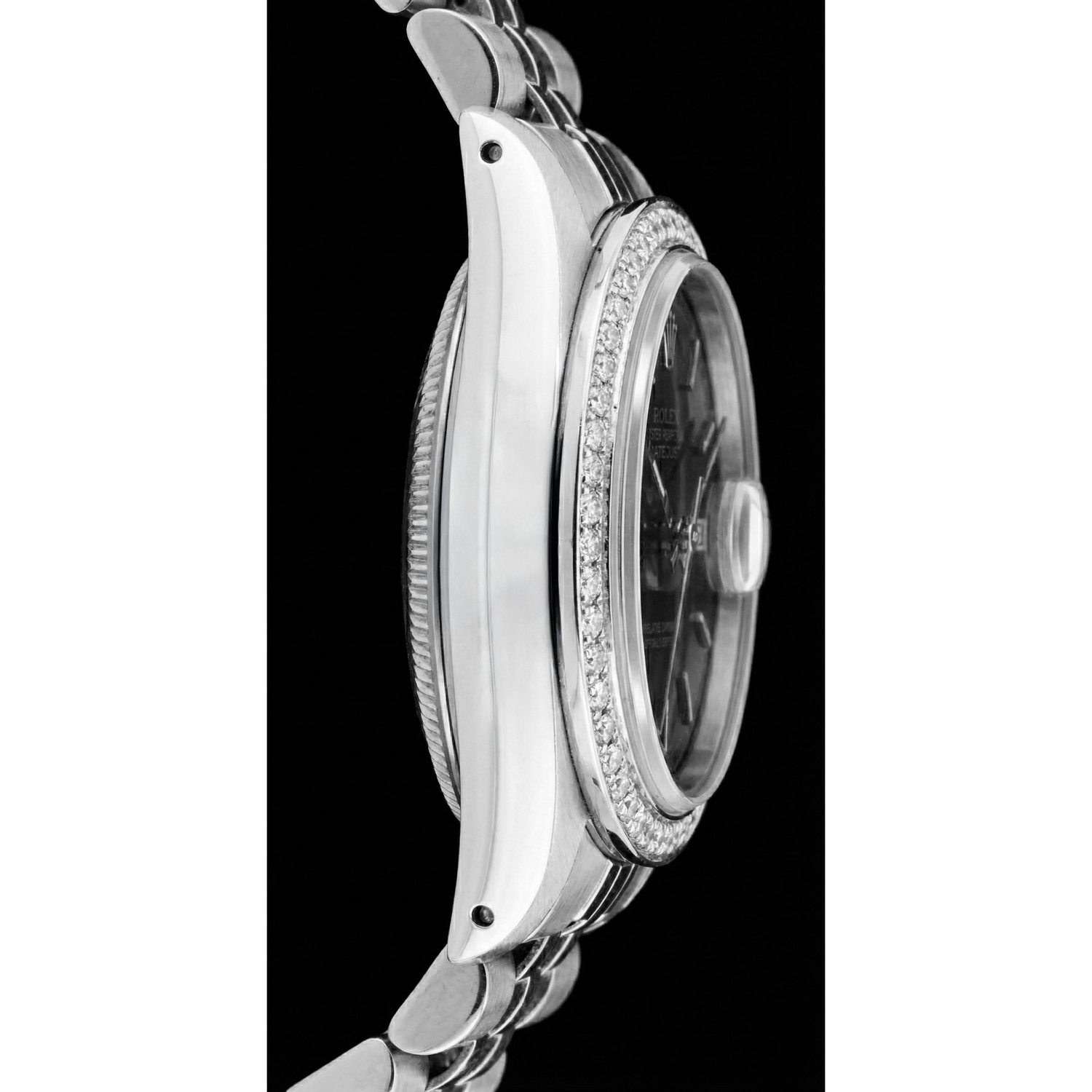 Rolex Datejust cadran bâton noir montre femme acier inoxydable bracelet jubilé