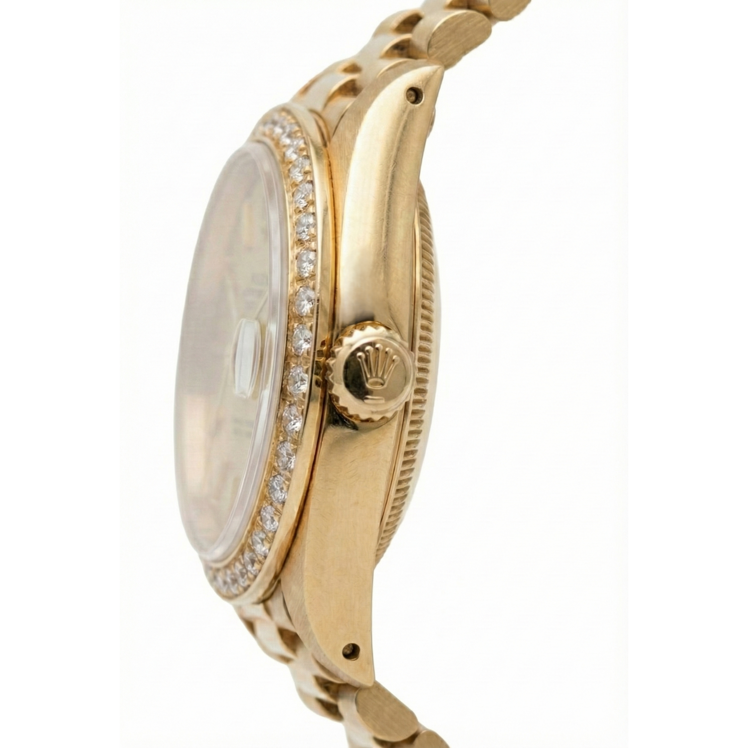 Rolex Datumjust rand Champagne-tapijtstok met wijzerplaathorloge voorzitter Stijl