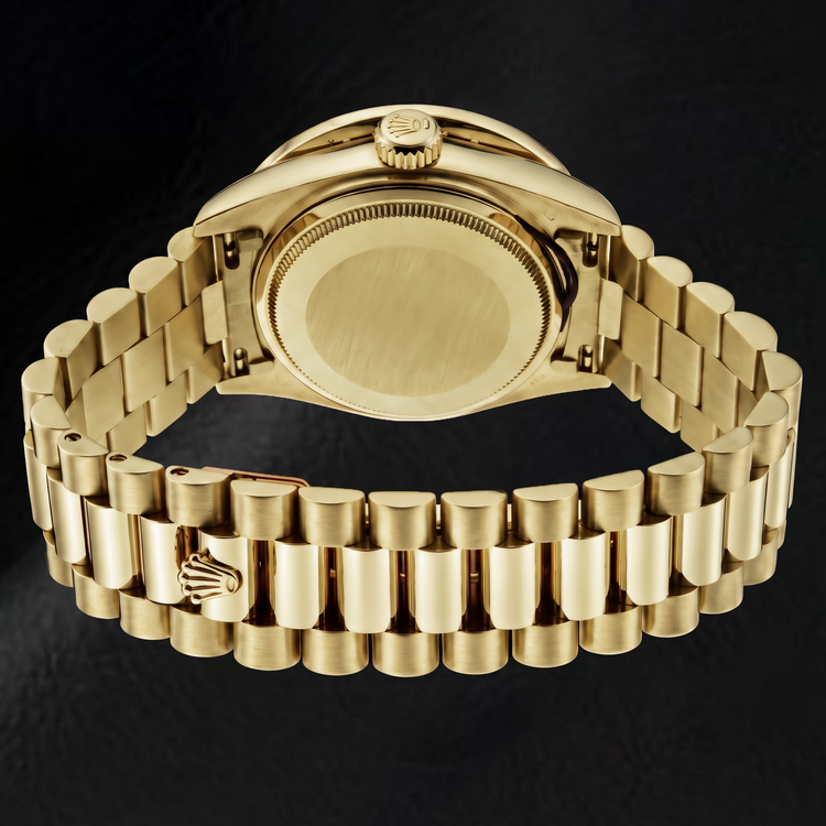 Montre Rolex Day-Date 18038 36 mm en Or Jaune Cadran Diamants Champagne Chiffres Romains