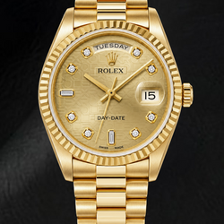 Montre Rolex Day-Date 18238 36 mm Or Jaune Cadran Diamants Jubilé Champagne
