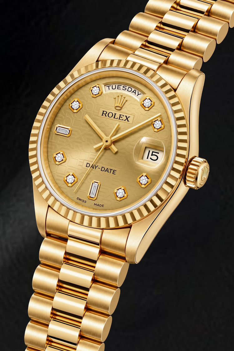 Montre Rolex Day-Date 18238 36 mm Or Jaune Cadran Diamants Jubilé Champagne
