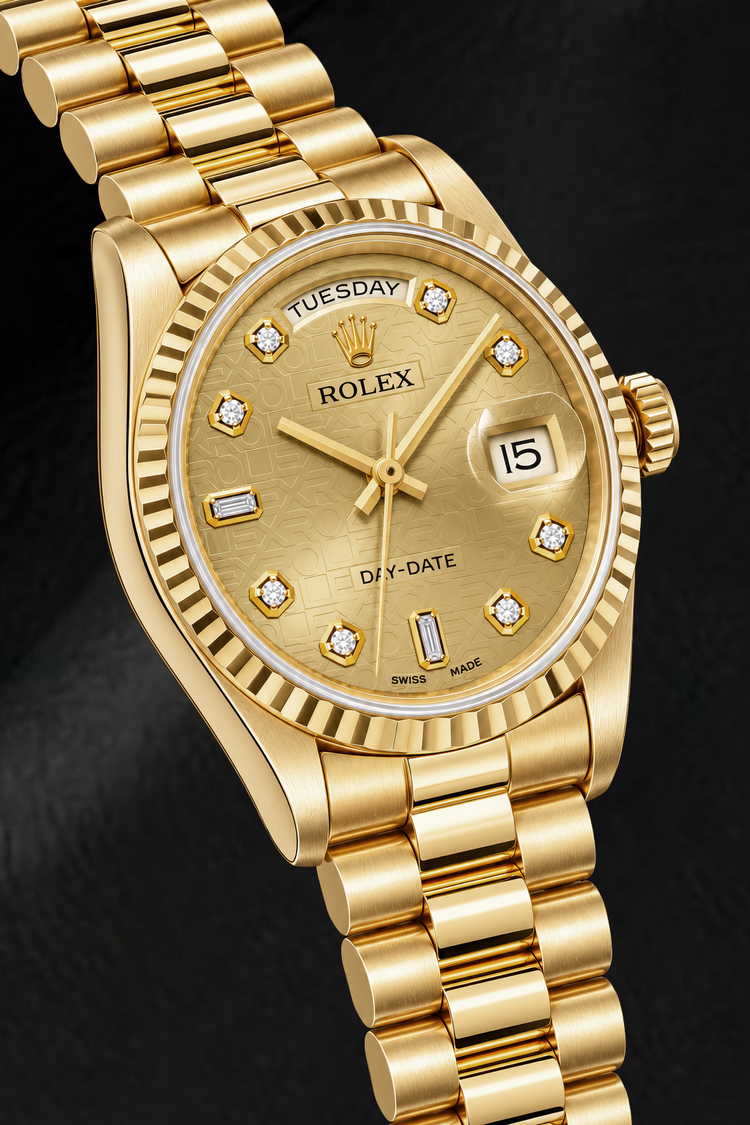 Montre Rolex Day-Date 18238 36 mm Or Jaune Cadran Diamants Jubilé Champagne