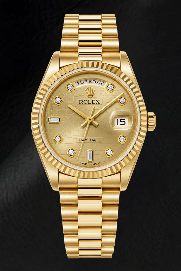Montre Rolex Day-Date 18238 36 mm Or Jaune Cadran Diamants Jubilé Champagne