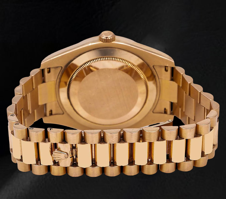 Montre Rolex Day-Date II 41 mm 218235 en Or Rose Cadran Noir Chiffres Arabes Bracelet President