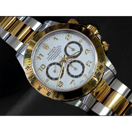 Montre Rolex Daytona Cosmograph Cadran à Chiffres Arabes en Acier Inoxydable et Or Jaune