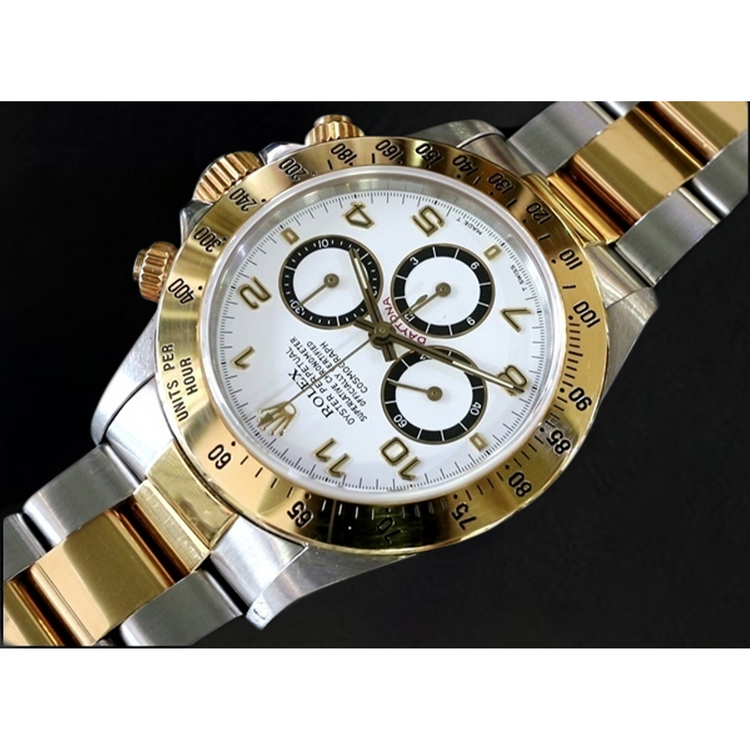 Montre Rolex Daytona Cosmograph Cadran à Chiffres Arabes en Acier Inoxydable et Or Jaune