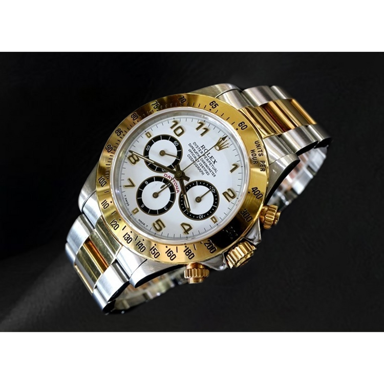 Montre Rolex Daytona Cosmograph Cadran à Chiffres Arabes en Acier Inoxydable et Or Jaune