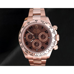 Montre Rolex Daytona Cosmograph Cadran Marron Café Chiffres Arabes Or Rose 18K