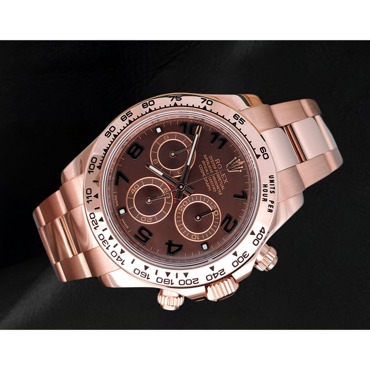 Montre Rolex Daytona Cosmograph Cadran Marron Café Chiffres Arabes Or Rose 18K