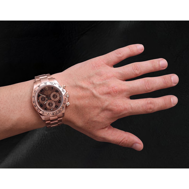 Montre Rolex Daytona Cosmograph Cadran Marron Café Chiffres Arabes Or Rose 18K
