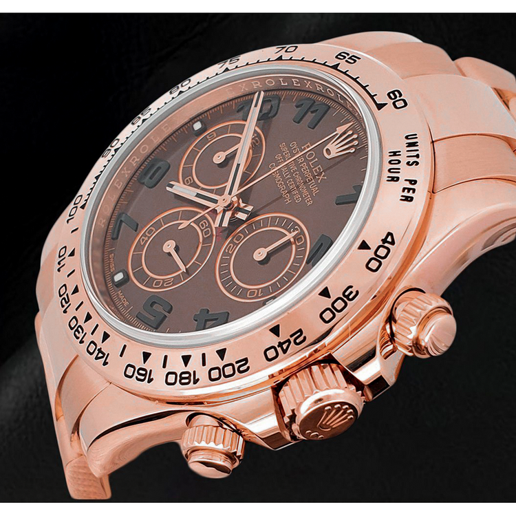 Montre Rolex Daytona Cosmograph Cadran Marron Café Chiffres Arabes Or Rose 18K