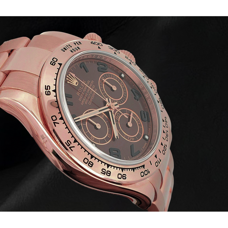 Montre Rolex Daytona Cosmograph Cadran Marron Café Chiffres Arabes Or Rose 18K